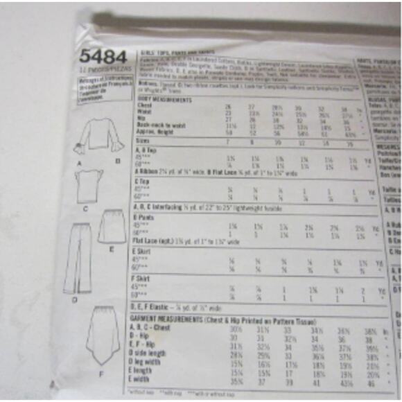 Y2K Simplicity 5484 Sewing Pattern Women’s Skirt Top Pants Size 12–16 - Picture 4 of 6